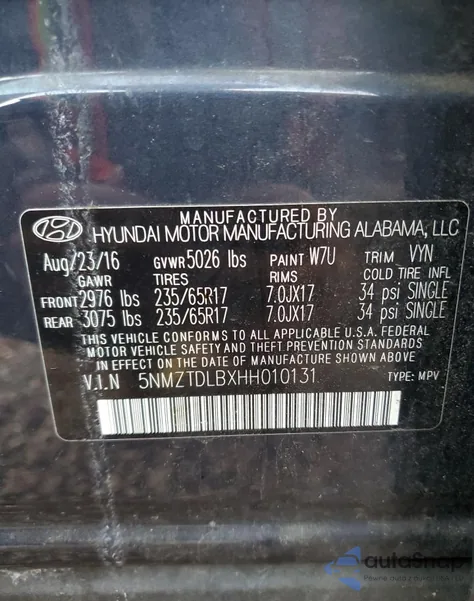 2017 Hyundai Santa Fe Sport from USA, damaged, VIN 5NMZTDLBXHH010131